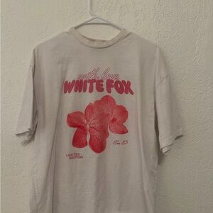 WhiteFox Limited Edition Floral Graphic Tee - White with Pink Print